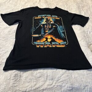 Star Wars Black T Shirt With Multicolor Darth‎ Vader Logo Youth Boys Size 14/16
